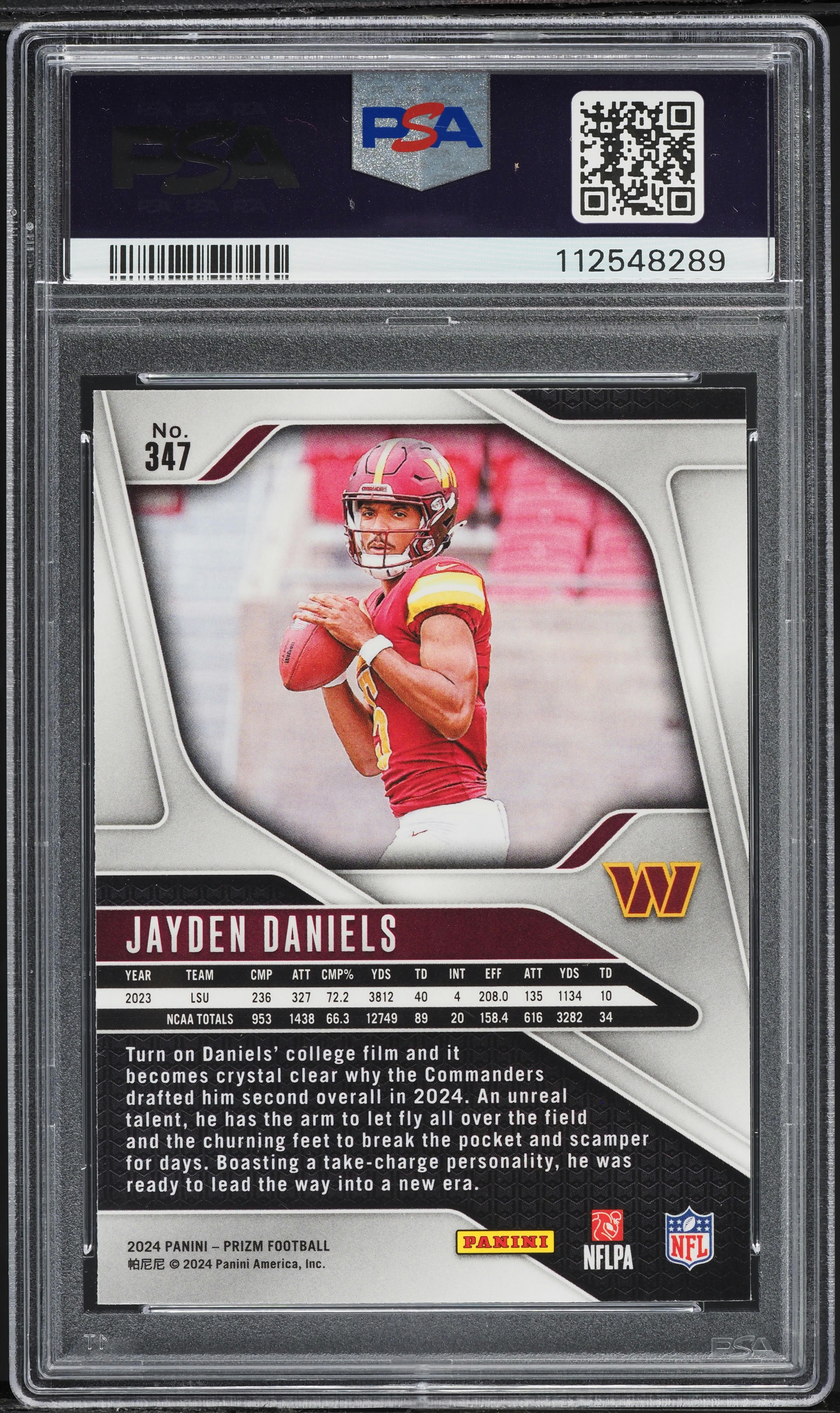 2024 Panini Prizm Jayden Daniels ROOKIE #347 PSA 10 GEM MINT on