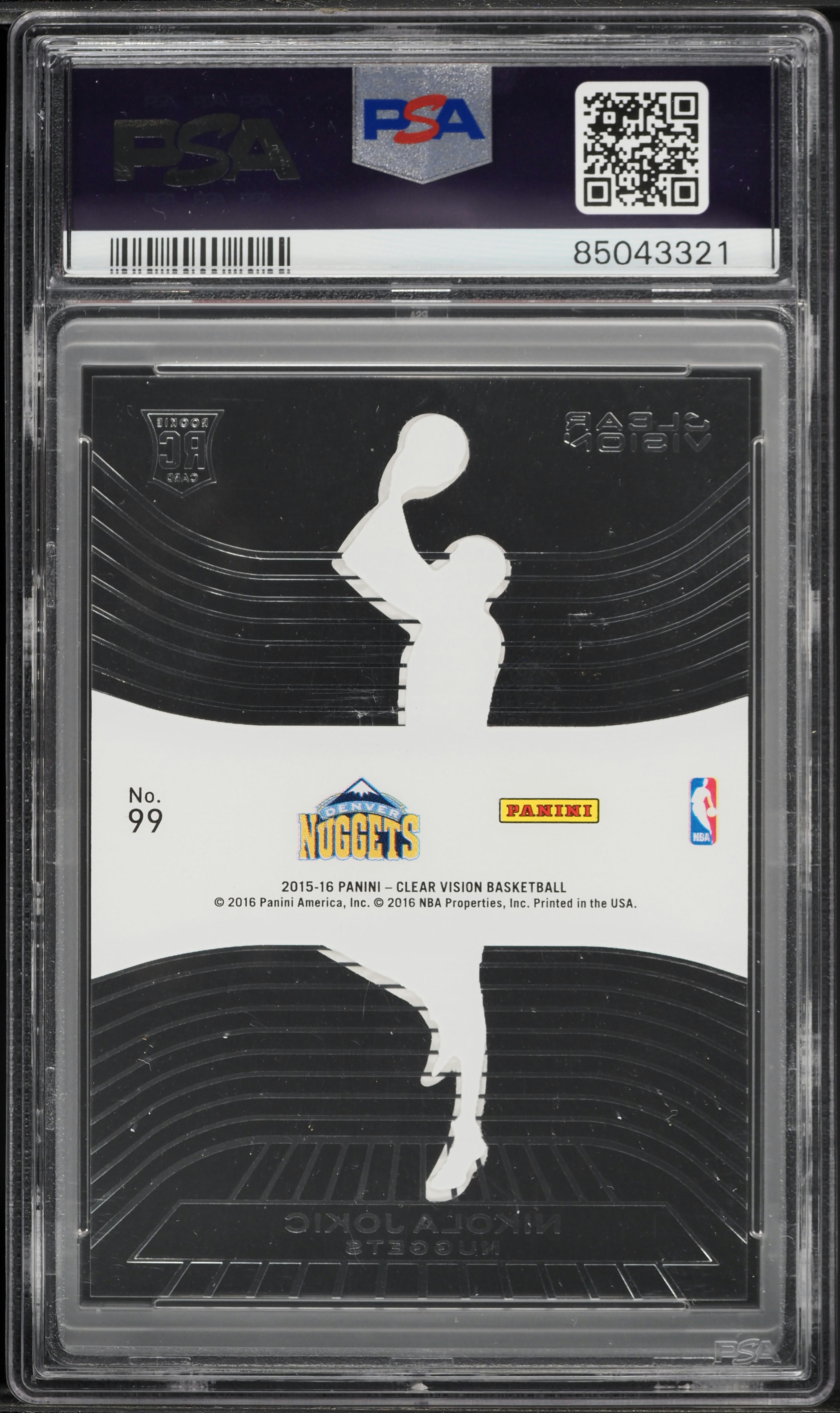 2015 Panini Clear Vision Nikola Jokic ROOKIE #99 PSA 9 MINT on
