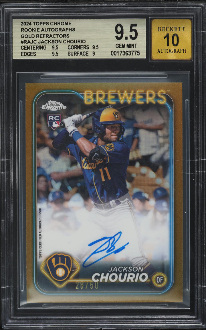 2024 Topps Chrome Gold Refractor Jackson Chourio ROOKIE AUTO /50 BGS 9.5 GEM