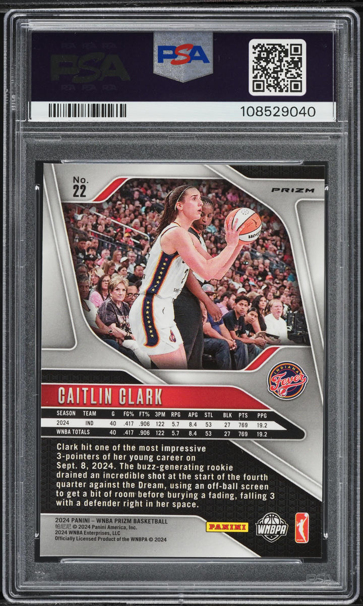 2024 Panini Prizm WNBA Ice Caitlin Clark ROOKIE #22 PSA 10 GEM MINT