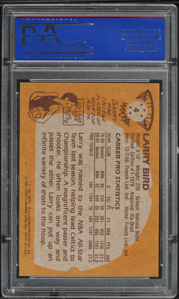 1981 Topps Basketball Larry Bird #4 PSA 9 MINT