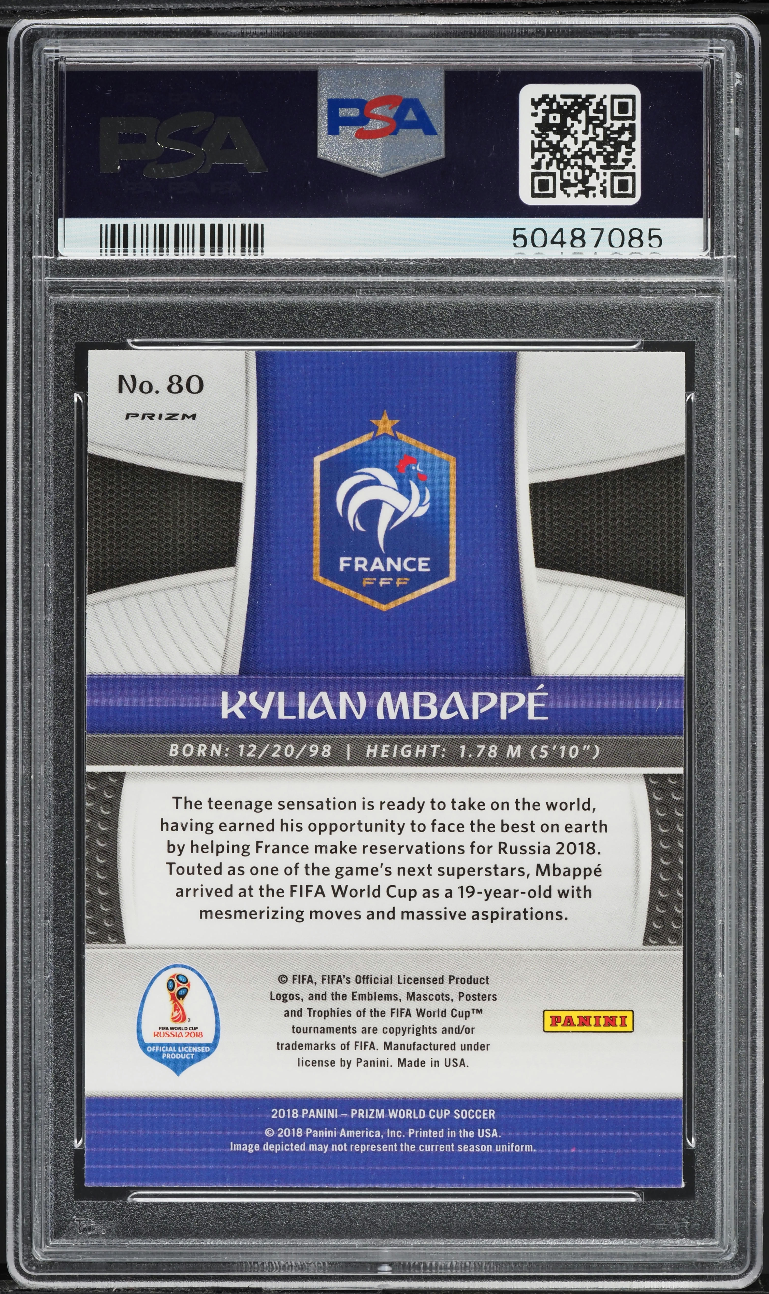 2018 Panini Prizm World Cup Red Blue Wave Kylian Mbappe ROOKIE #80