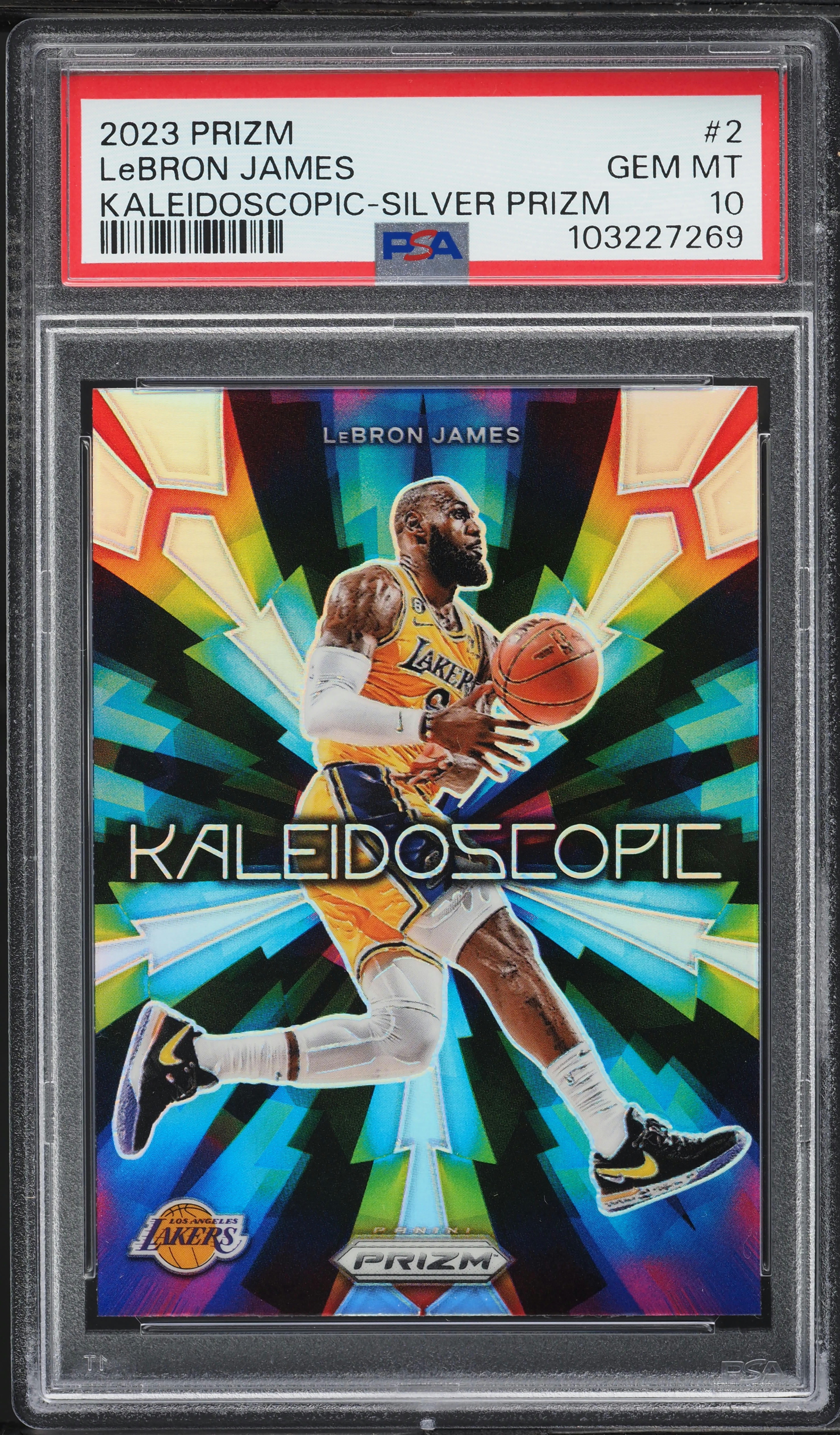 2023 Panini Prizm Kaleidoscopic Silver LeBron James #2 PSA 10 GEM