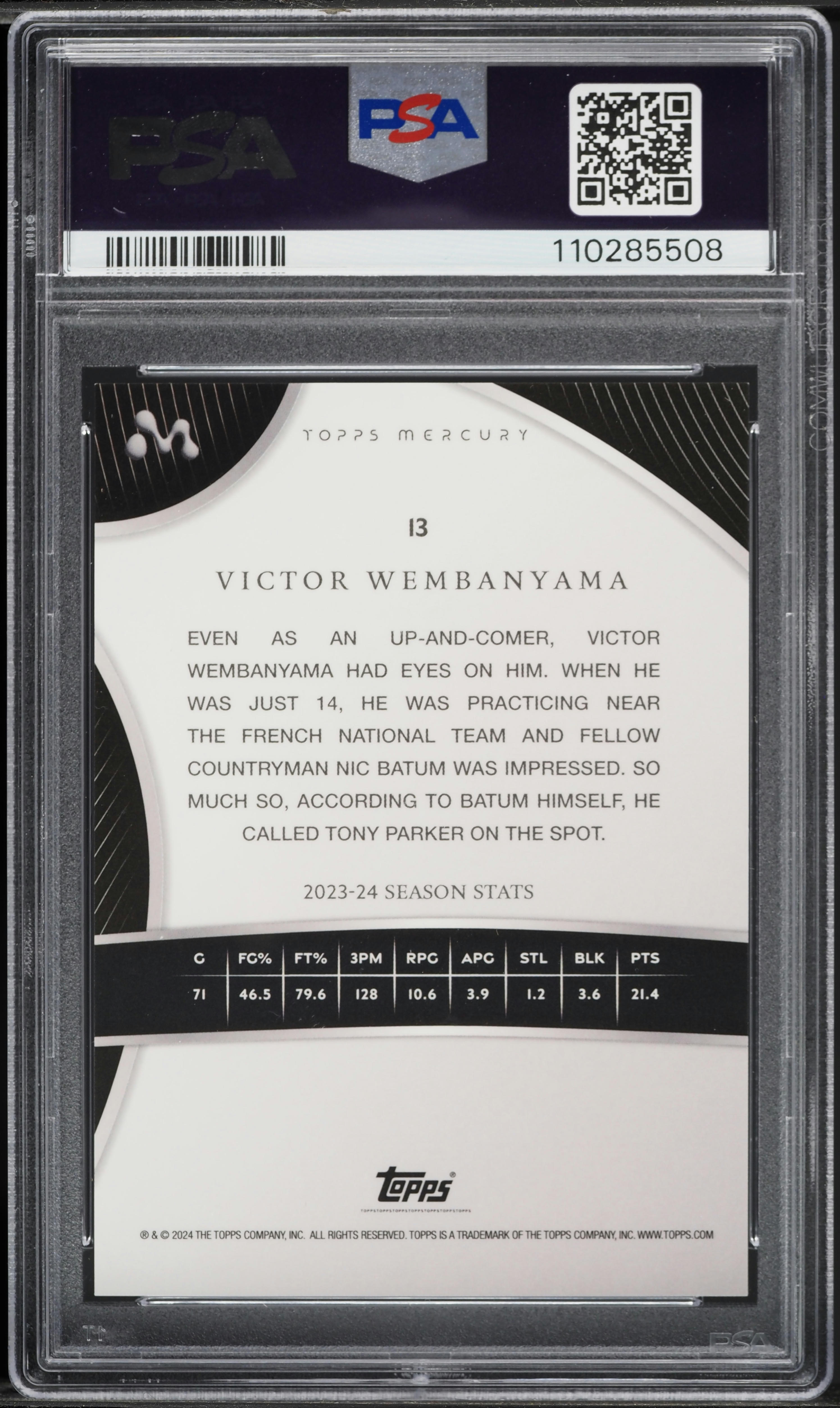 2023 Topps Mercury Orange Refractor Victor Wembanyama RC /25 #13