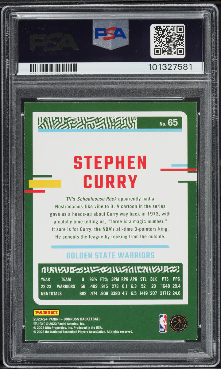 2023 Donruss Basketball Stephen Curry #65 PSA 7 NRMT