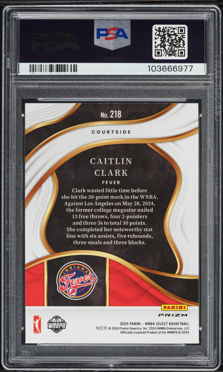 2024 Select WNBA Courtside Green Ice Caitlin Clark ROOKIE #218 PSA 10 GEM MINT