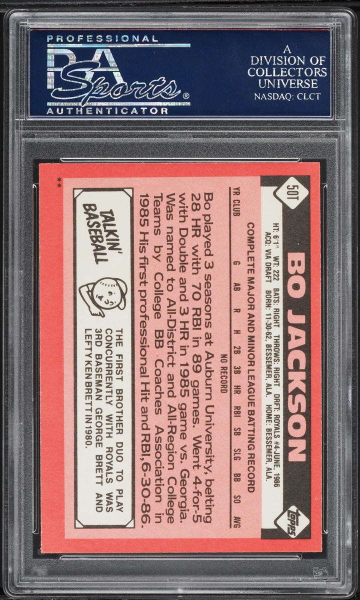 1986 Topps Traded Bo Jackson ROOKIE #50T PSA 10 GEM MINT