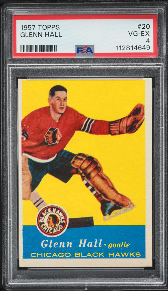 1957 Topps Hockey Glenn Hall ROOKIE #20 PSA 4 VGEX