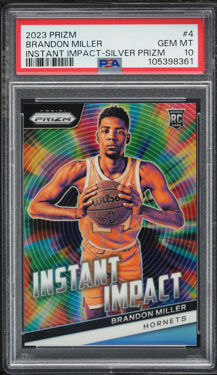 2023 Panini Prizm Instant Impact Silver Brandon Miller ROOKIE #4 PSA 10 GEM MINT
