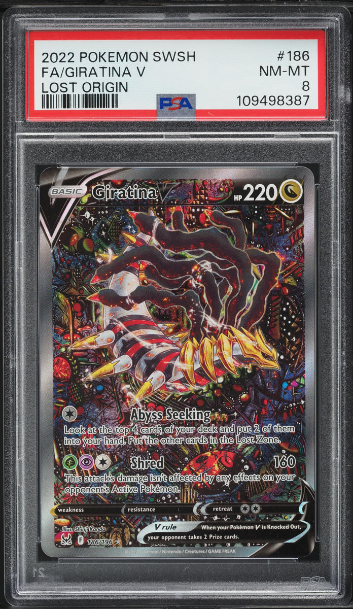 2022 Pokemon Sword & Shield Lost Origin Full Art Giratina V #186 PSA 8 NM-MT