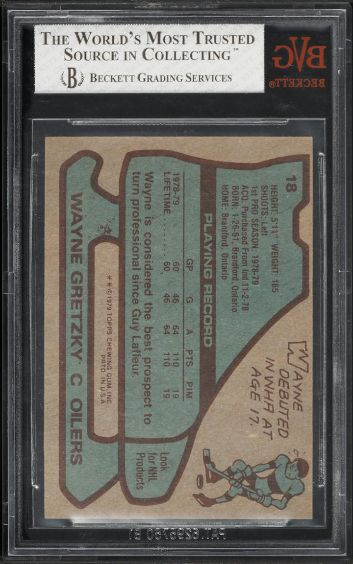 1979 Topps Hockey Wayne Gretzky ROOKIE #18 BVG 7 NRMT