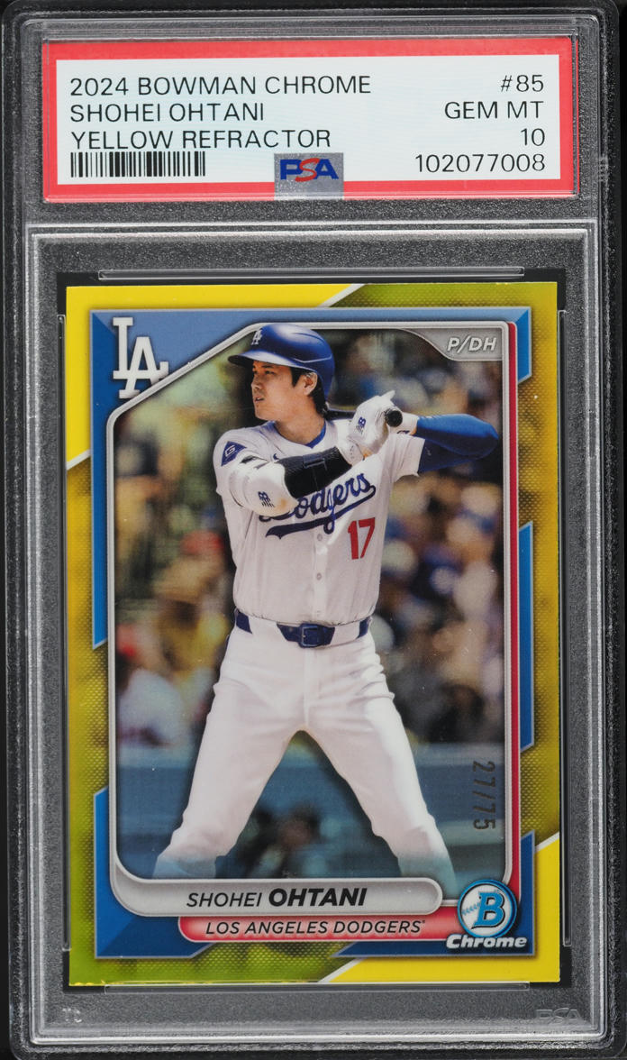2024 Bowman Chrome Yellow Refractor Shohei Ohtani /75 #85 PSA 10 GEM MINT