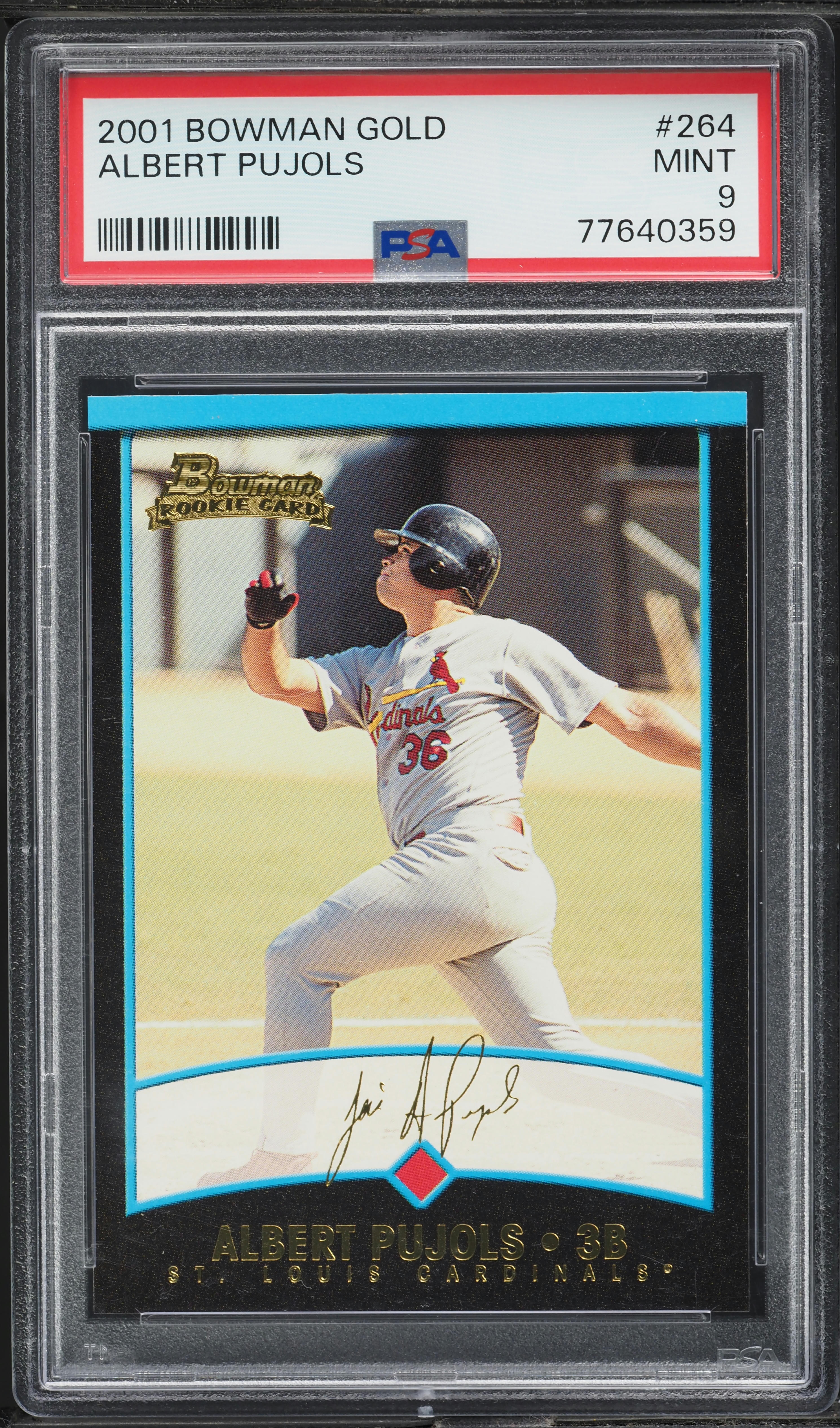 2001 Bowman Gold Albert Pujols ROOKIE #264 PSA 9 MINT on Fanatics