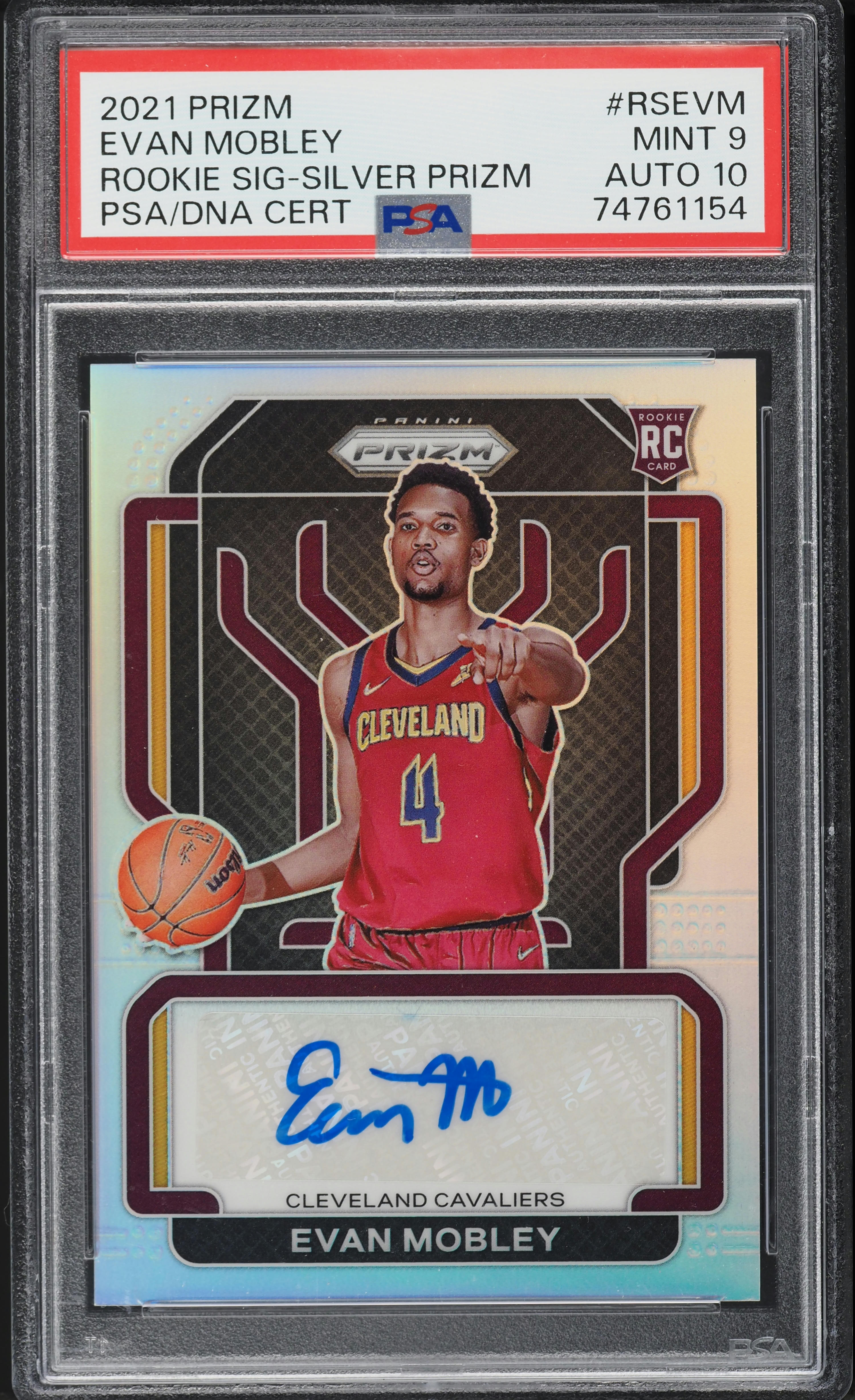 2021 Panini Prizm Silver Evan Mobley ROOKIE AUTO DNA 10 #RS-EVM