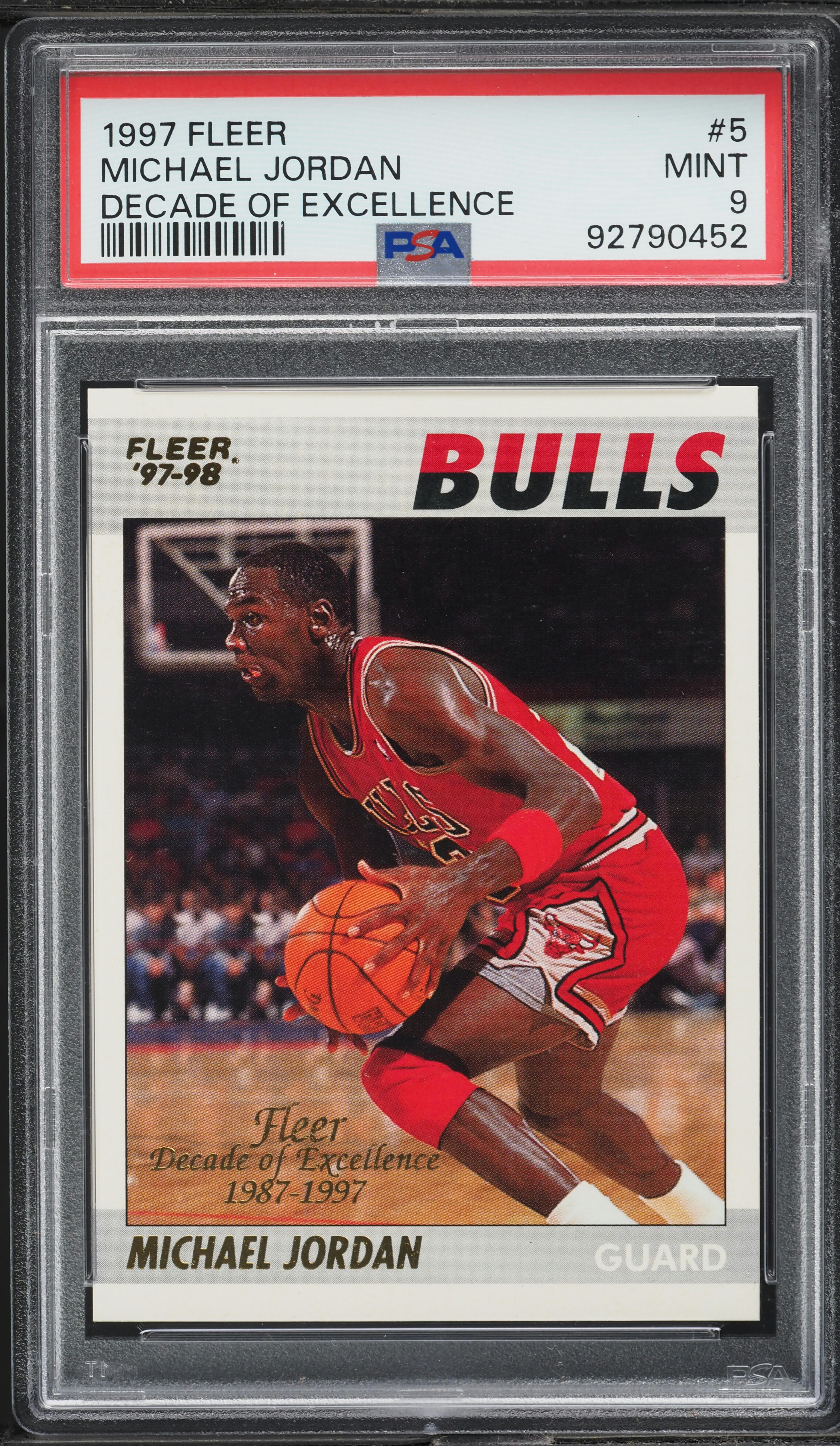 1997 Fleer Decade Of Excellence Michael Jordan #5 PSA 9 MINT on