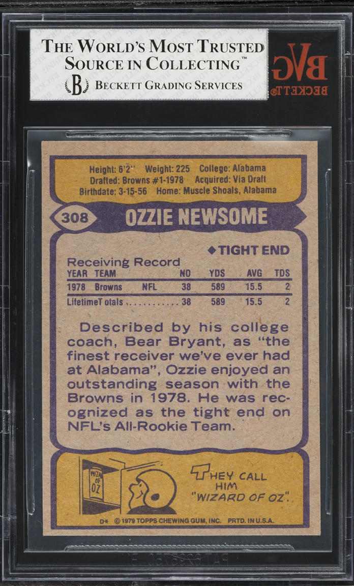 1979 Topps Football Ozzie Newsome ROOKIE #308 BVG 6 EXMT