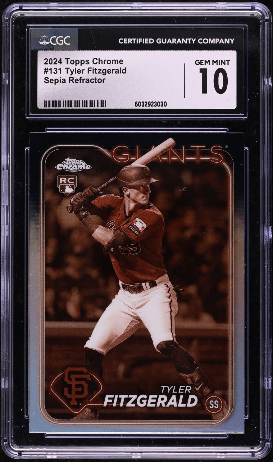 2024 Topps Chrome Sepia Refractor Tyler Fitzgerald ROOKIE #131 CGC 10 GEM MINT