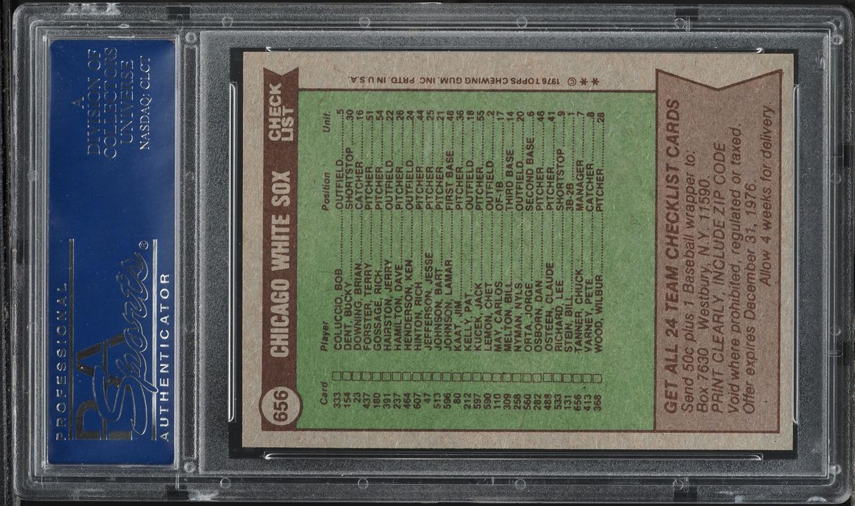 1976 Topps White Sox Team #656 PSA 8 NM-MT