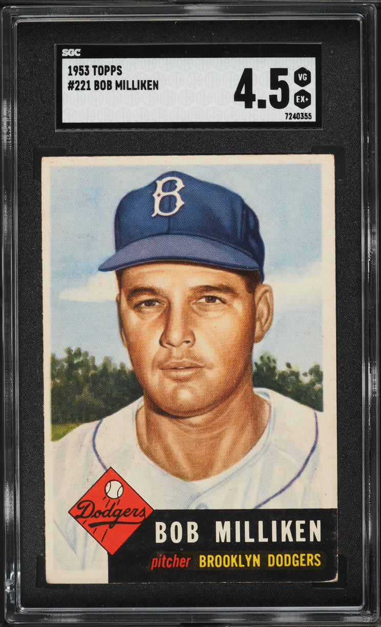 1953 Topps Bob Milliken SHORT PRINT #221 SGC 4.5 VGEX+