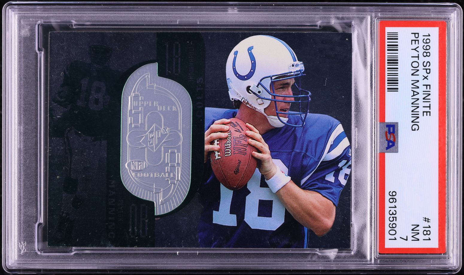 1998 SPx Finite Peyton Manning ROOKIE /1998 #181 PSA 7 NRMT