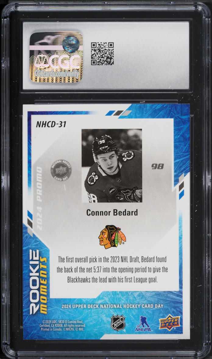 2024 UD National Hockey Card Day Connor Bedard ROOKIE #NHCD-31 CGC 10 GEM MINT