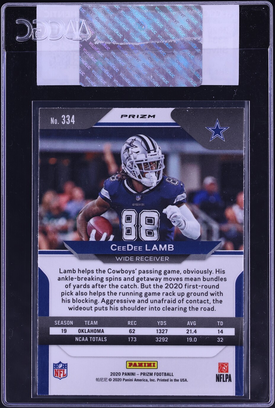 2020 Panini Prizm Silver CeeDee Lamb ROOKIE #334 CGC AUTH