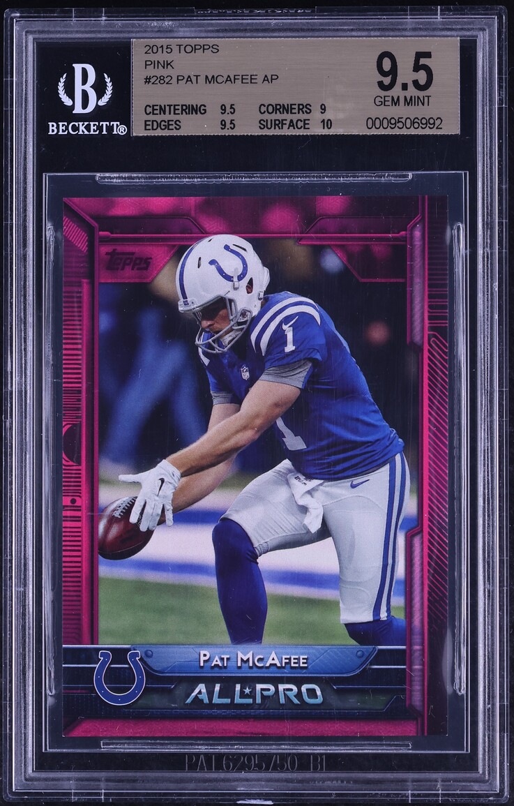 2015 Topps Pink Pat McAfee ROOKIE /499 #282 BGS 9.5 GEM MINT
