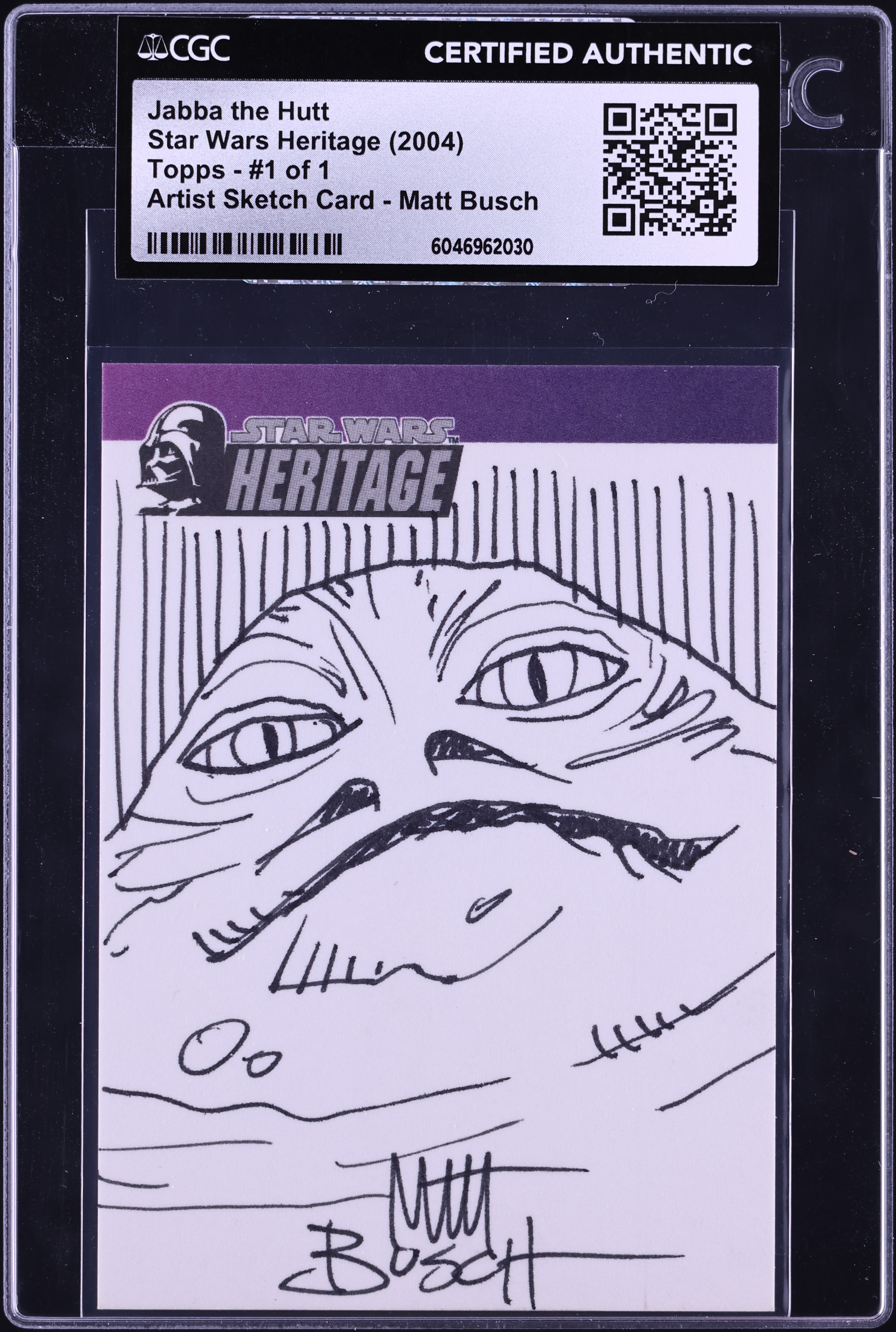 2004 Topps Star Wars Heritage Sketch Matt Busch Jabba The Hutt 1/1