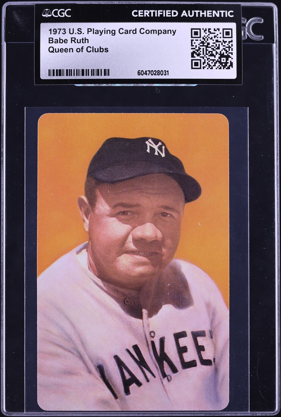 1973 U.S. Playing Card Company Queen of Clubs Babe Ruth CGC AUTH - Main Image