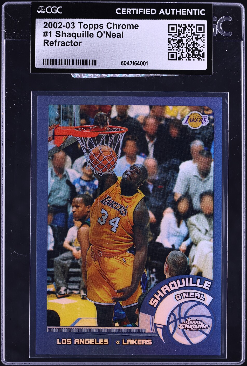 2002 Topps Chrome Refractor Shaquille O'Neal #1 CGC AUTH