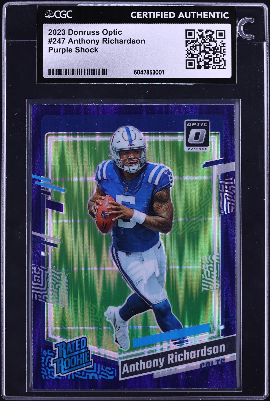 2023 Donruss Optic Purple Shock Anthony Richardson ROOKIE #247 CGC AUTH