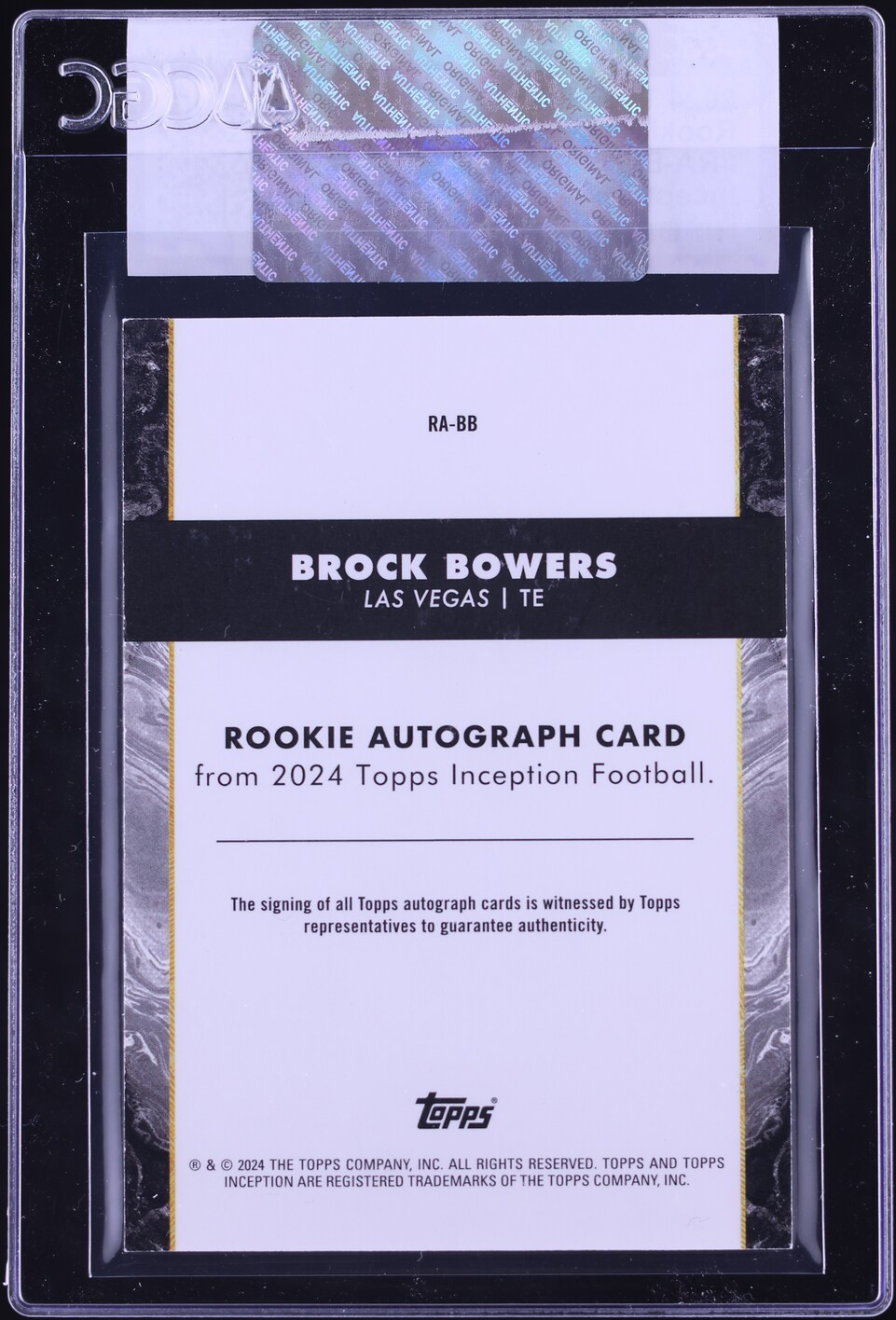 2024 Topps Inception Brock Bowers ROOKIE AUTO 1/1 #RA-BB CGC AUTH