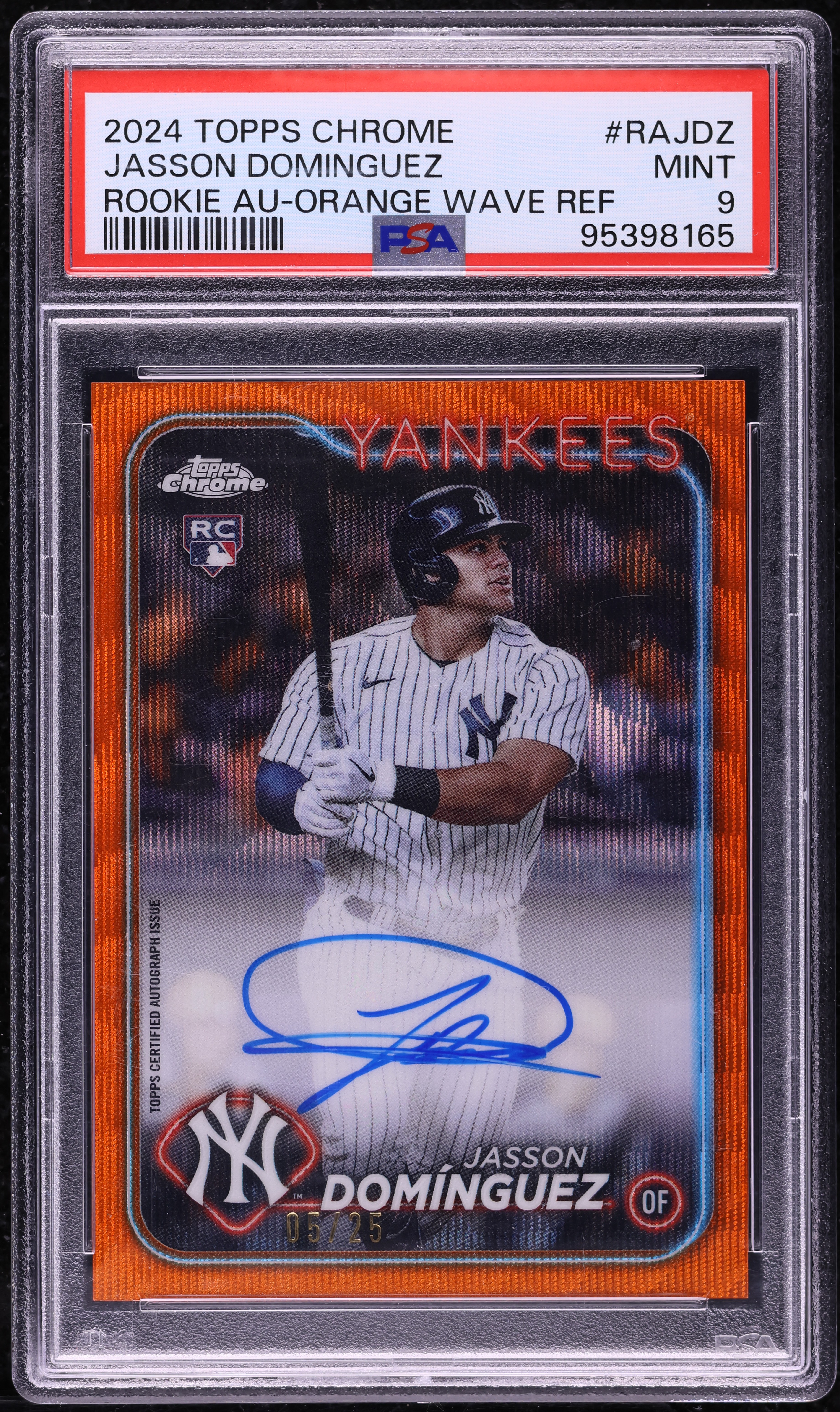 2024 Topps Chrome Orange Wave Jasson Dominguez ROOKIE AUTO /25