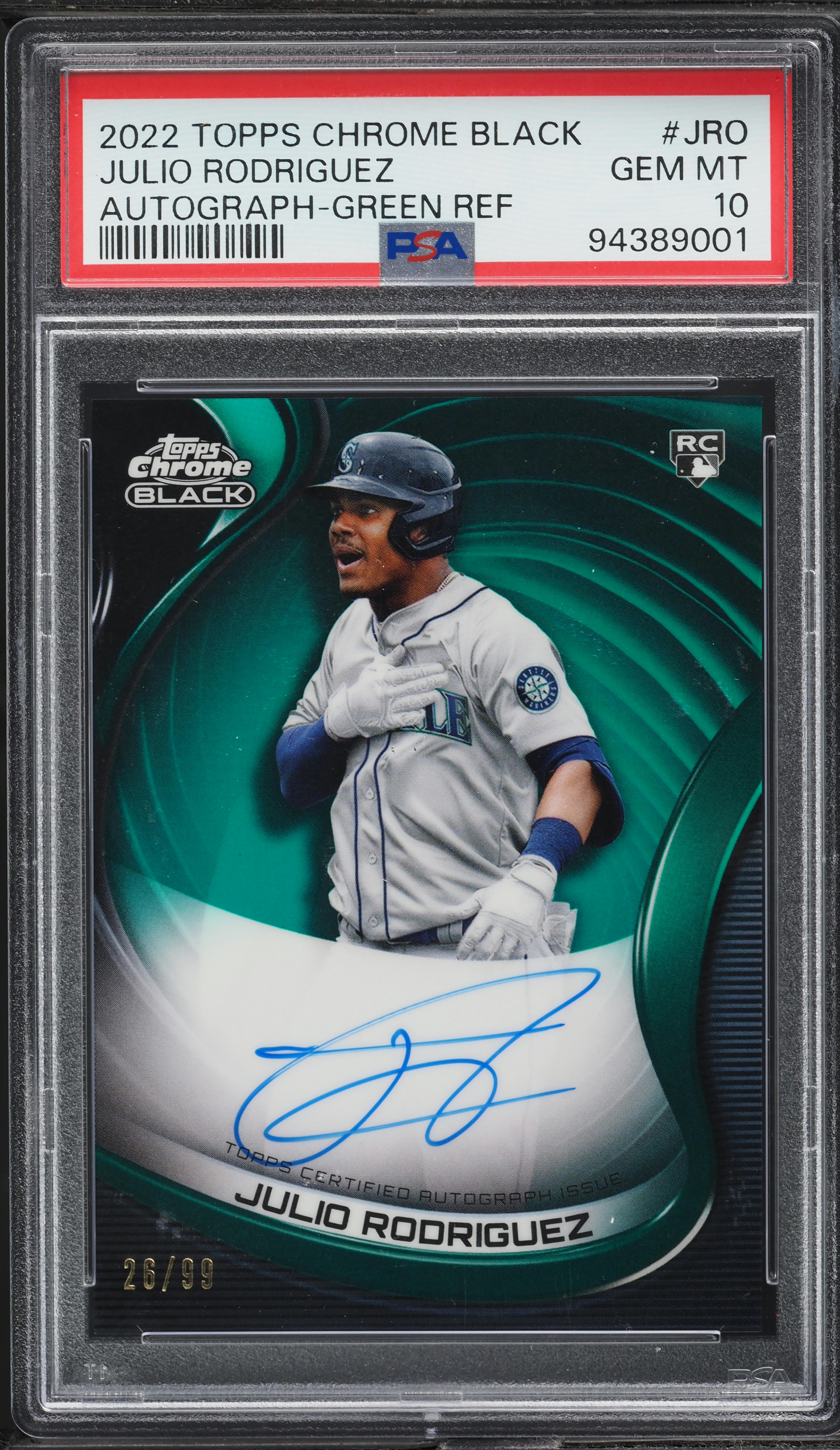 2022 Topps Chrome Black Green Refractor Julio Rodriguez ROOKIE