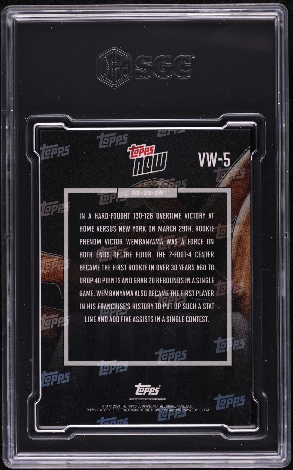 2023 Topps Now Victor Wembanyama ROOKIE #VW-5 SGC 9.5 MINT+