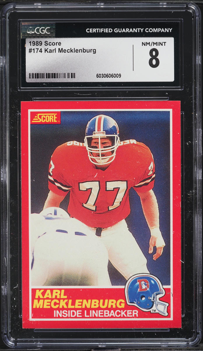 1989 Score Football Karl Mecklenburg #174 CGC 8 NM-MT