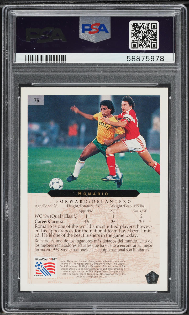 1994 Upper Deck World Cup English Spanish Romario #76 PSA 9 MINT