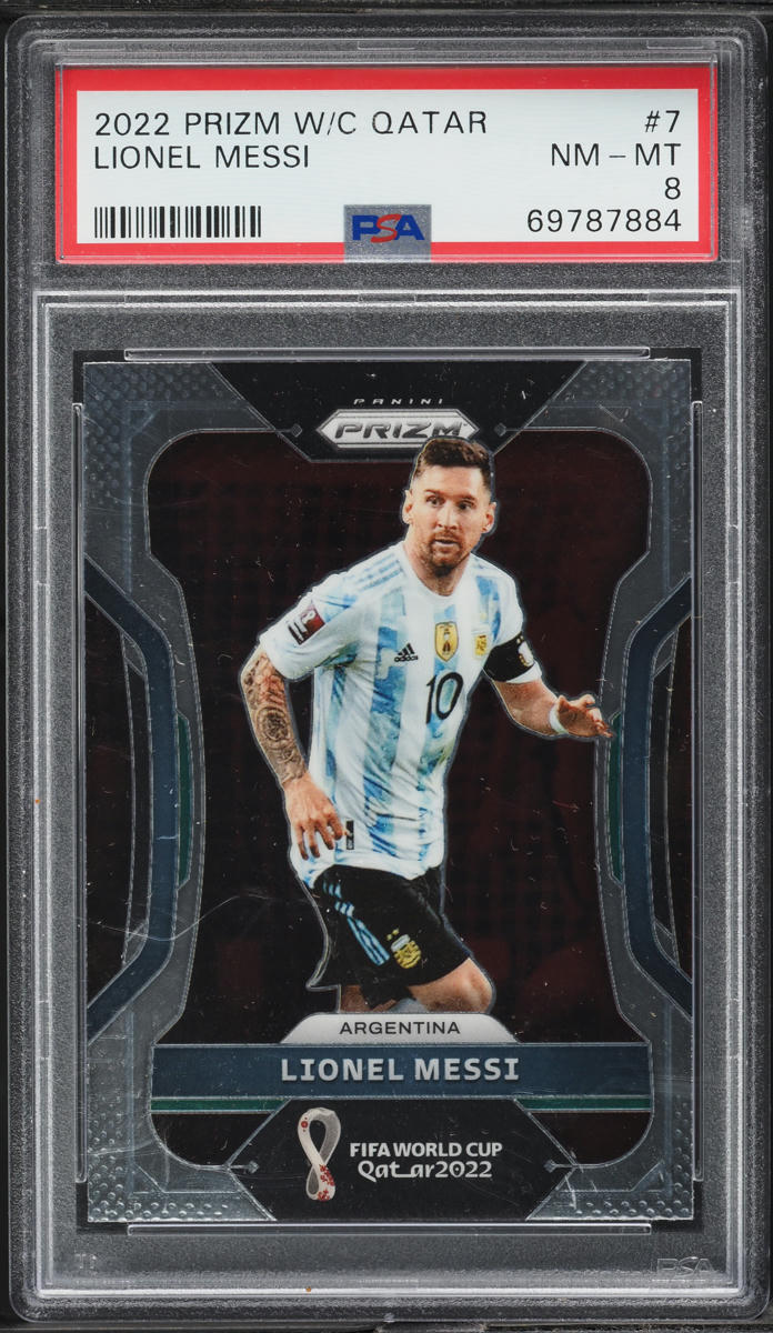 2022 Panini Prizm World Cup Qatar Lionel Messi #7 PSA 8 NM-MT