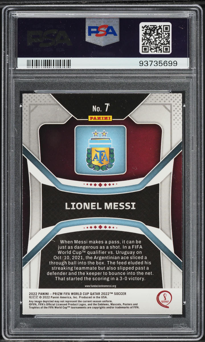 2022 Panini Prizm World Cup Qatar Lionel Messi #7 PSA 8 NM-MT on