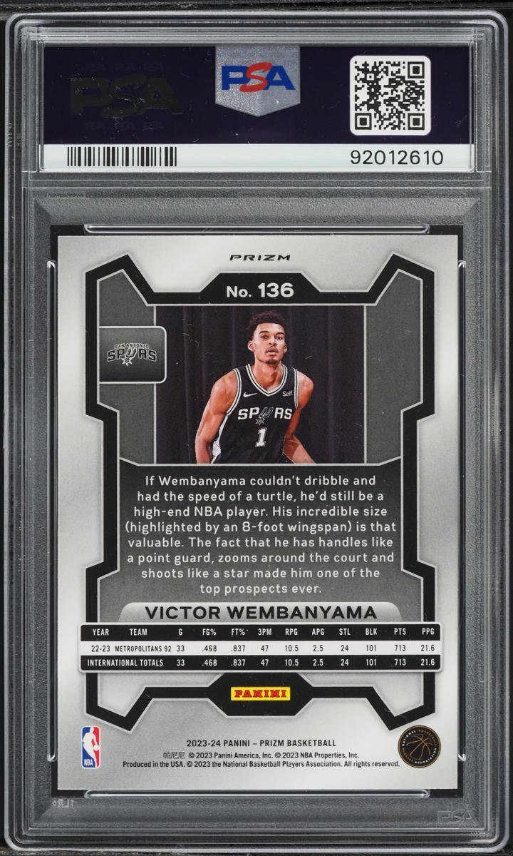 2023 Panini Prizm Ruby Wave Victor Wembanyama ROOKIE #136 PSA 10 GEM MINT