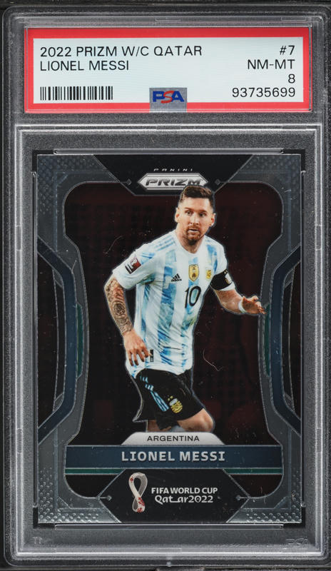 2022 Panini Prizm World Cup Qatar Lionel Messi #7 PSA 8 NM-MT on