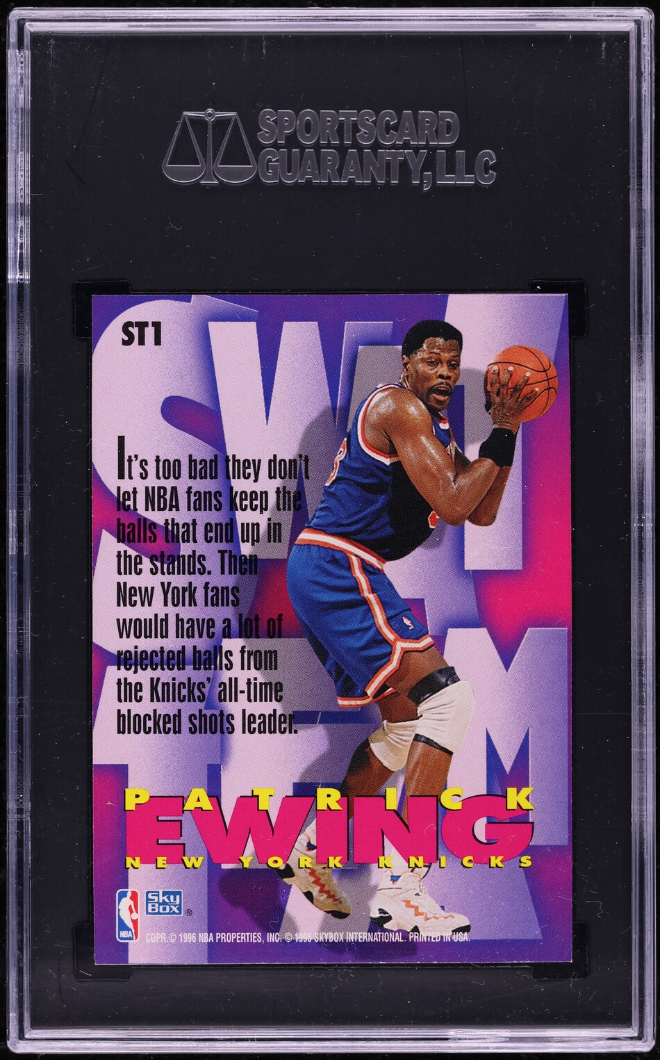 1996 Skybox Z-Force Swat Team Patrick Ewing #ST1 SGC 8.5 NM-MT+
