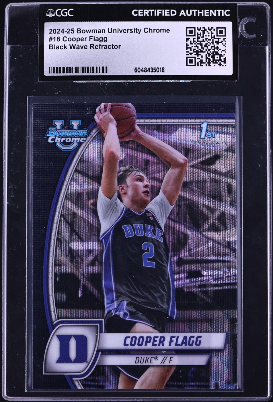 2024 Bowman Chrome U Black Wave Refractor Cooper Flagg ROOKIE #16 CGC AUTH