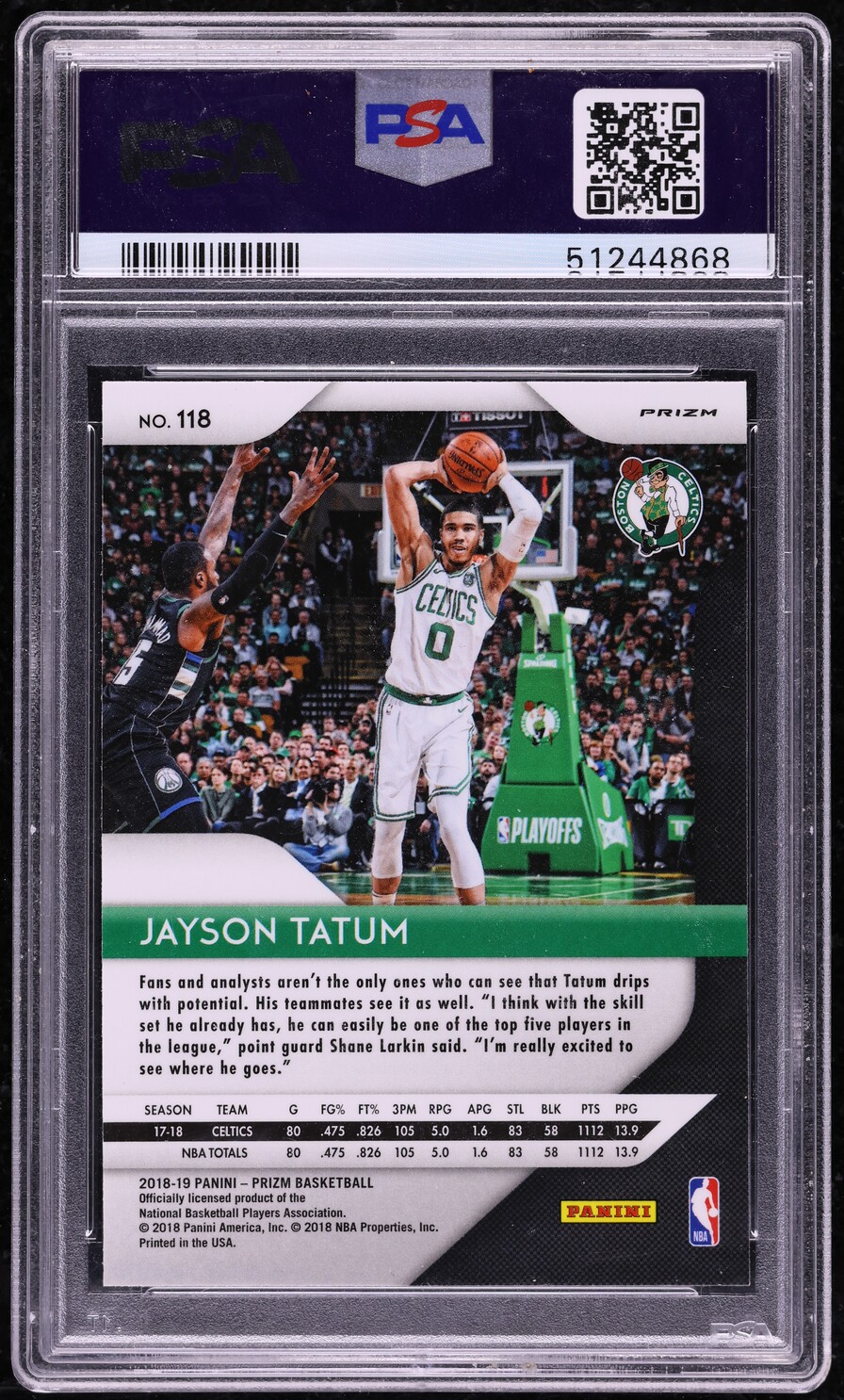 2018 Panini Prizm Silver Jayson Tatum #118 PSA 10 GEM MINT