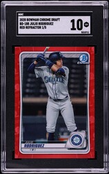 2020 Bowman Chrome Draft Red Refractor Julio Rodriguez 1/5 #BD-188