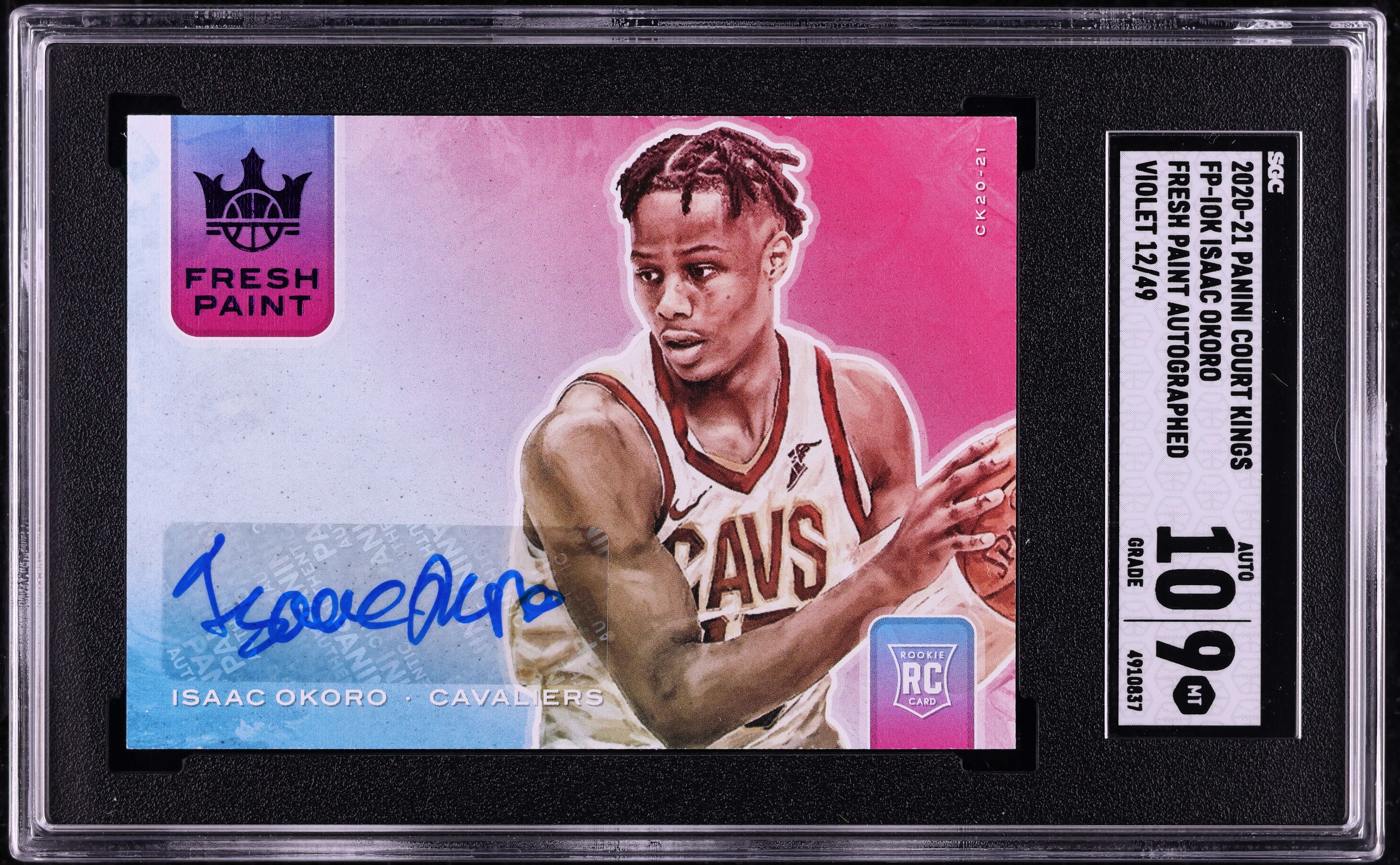 2020 Panini Court Kings Fresh Paint Violet Isaac Okoro RC AUTO /49