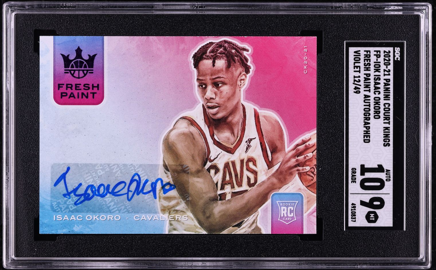 2020 Panini Court Kings Fresh Paint Violet Isaac Okoro RC AUTO /49 