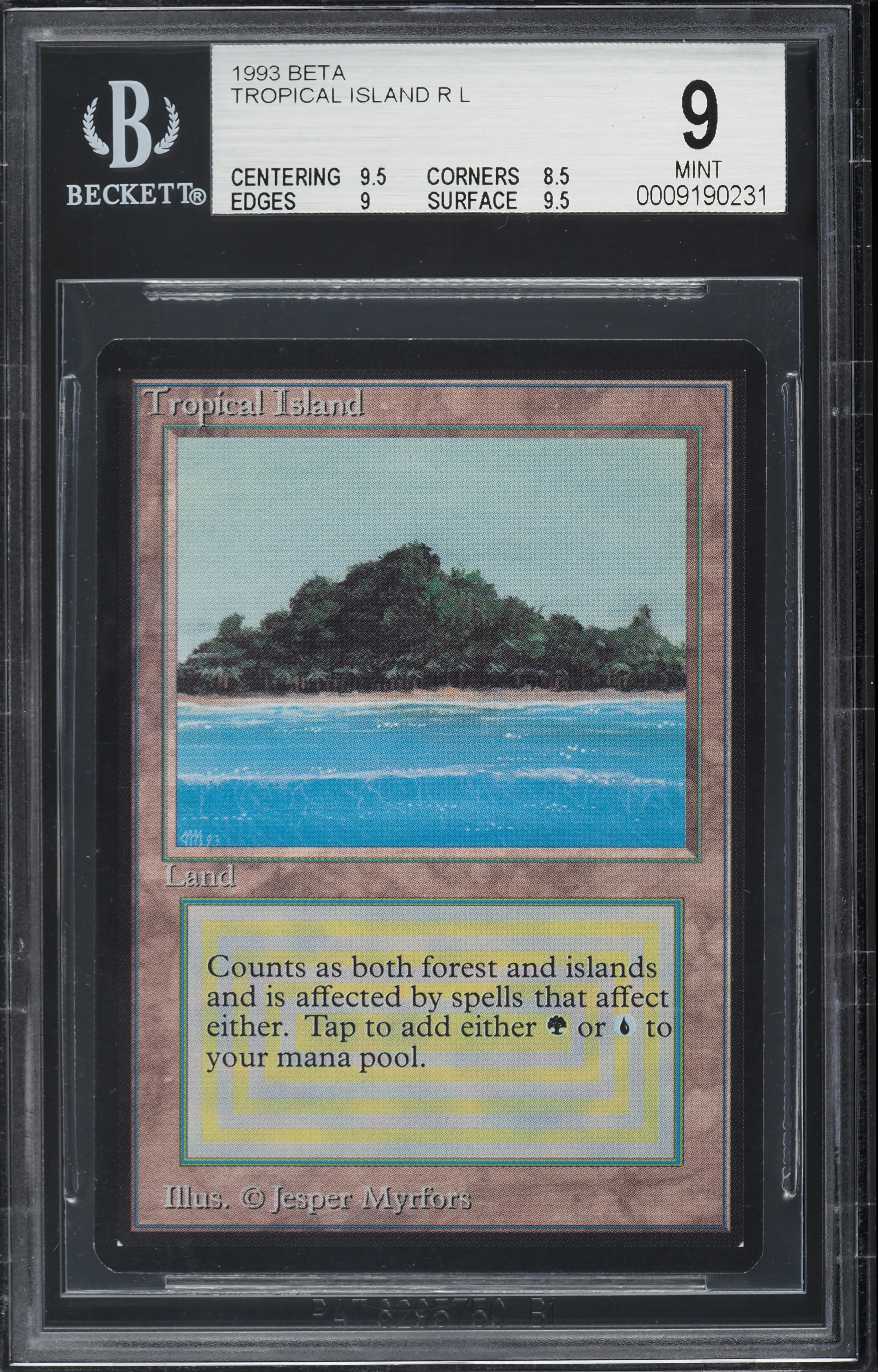 1993 Magic The Gathering MTG Beta Dual Land Tropical Island BGS 9