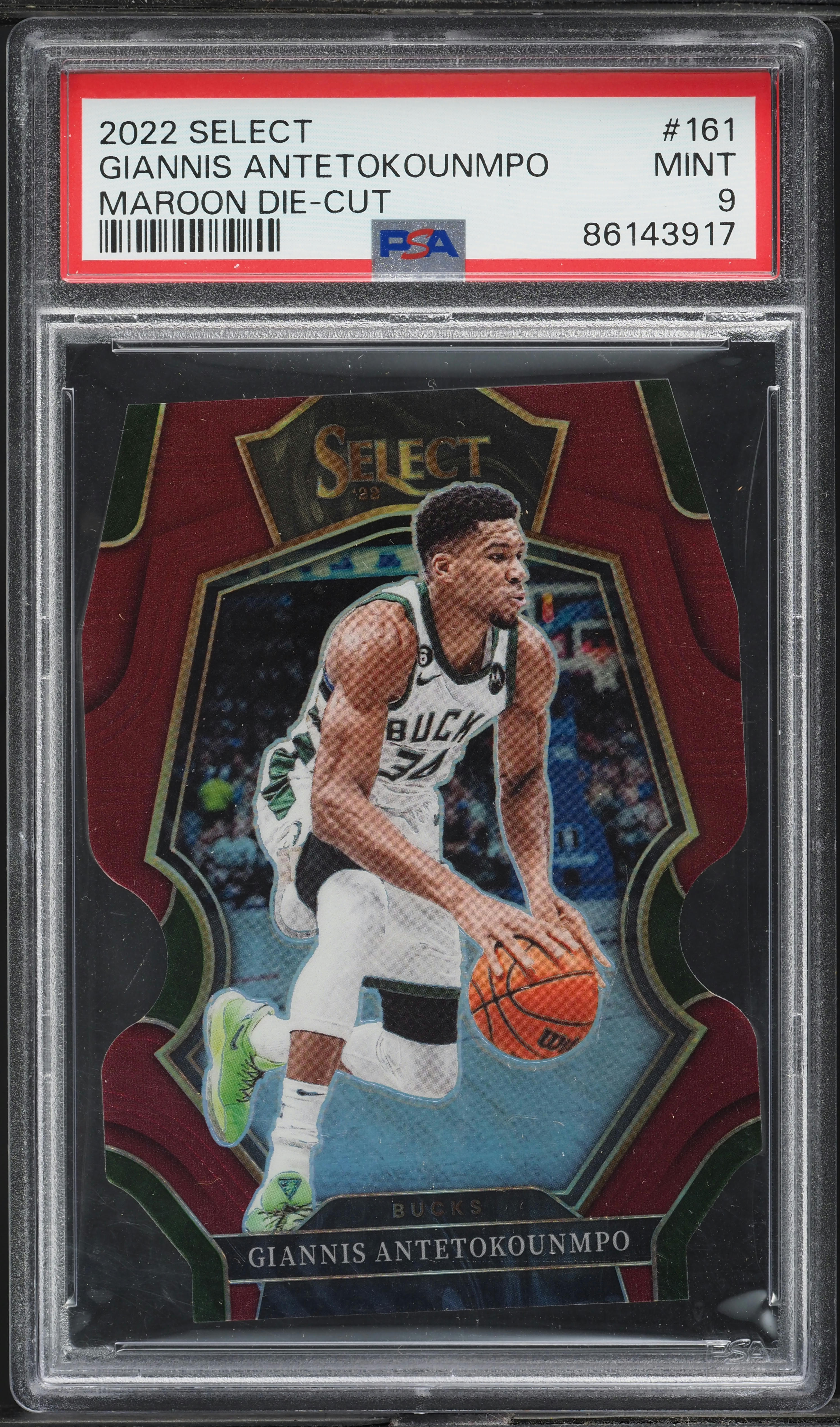2022 Panini Select Basketball Maroon Die Cut Giannis Antetokounmpo #161