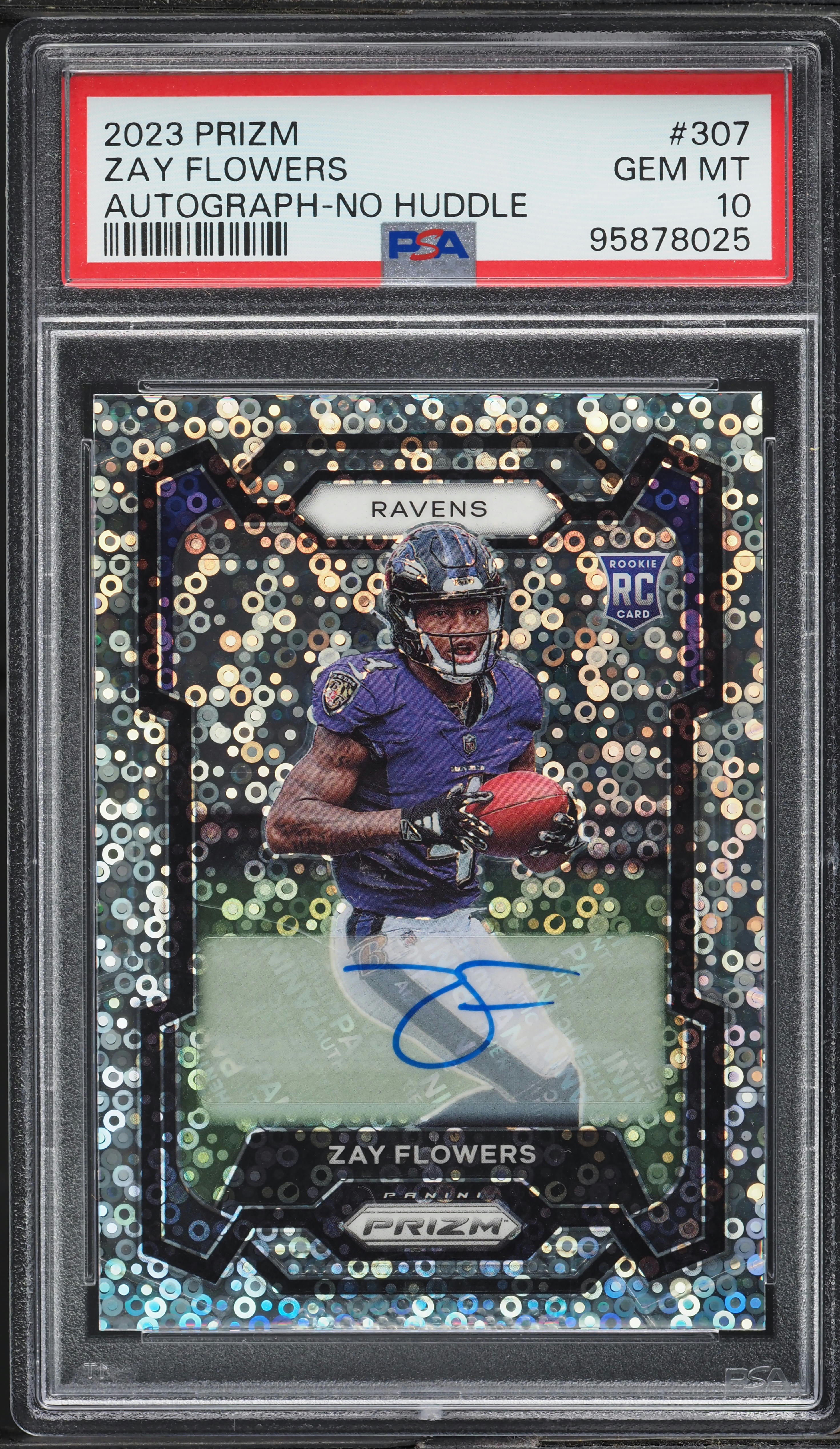 2023 Panini Prizm No Huddle Zay Flowers ROOKIE AUTO #307 PSA 10